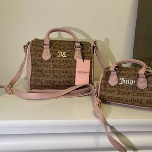 Juicy Couture Tan and Pink Satchel Set